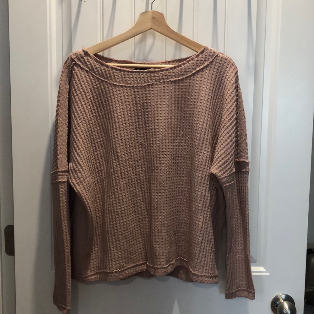 Distressed Pink Pullover Sweater